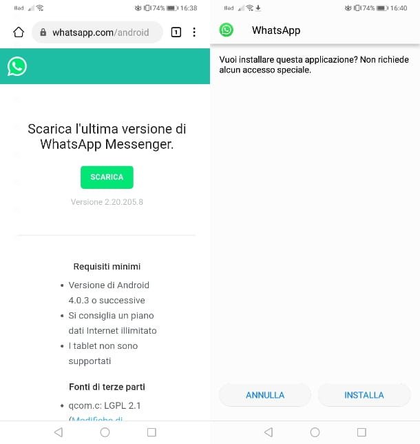 Instalación de WhatsApp APK