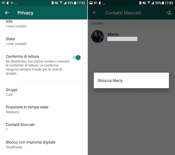 Desbloquear contactos de WhatsApp de Android