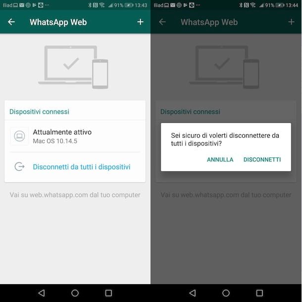 Desconexión de WhatsApp en Android