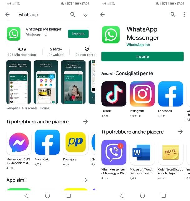 WhatsApp en Play Store