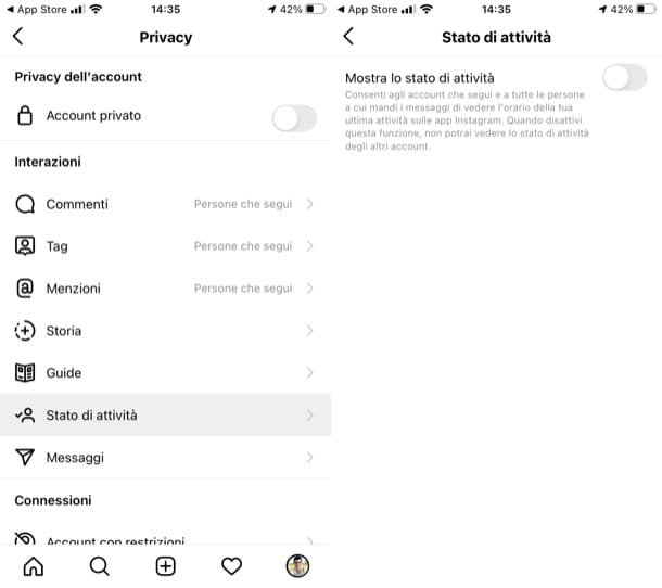 Ocultar en línea en Instagram desde iPhone