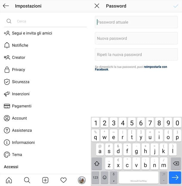Cambiar la contraseña de Instagram desde la aplicación