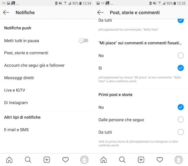 Deshabilitar las notificaciones de Android Instagram Stories