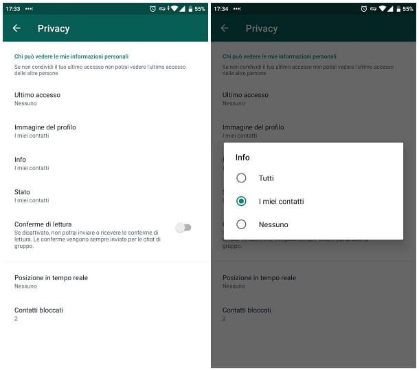 Cómo ocultar el estado en WhatsApp para Android - Estado del texto