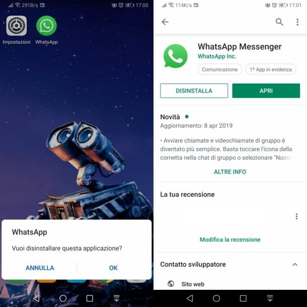 android desinstalar whatsapp