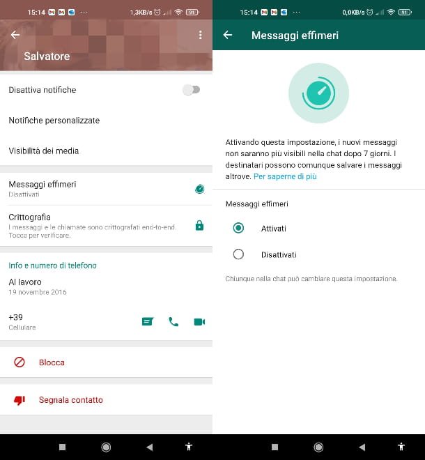 Mensajes efímeros de WhatsApp