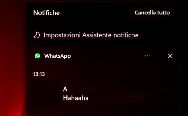 Notificación de WhatsApp de Windows 11