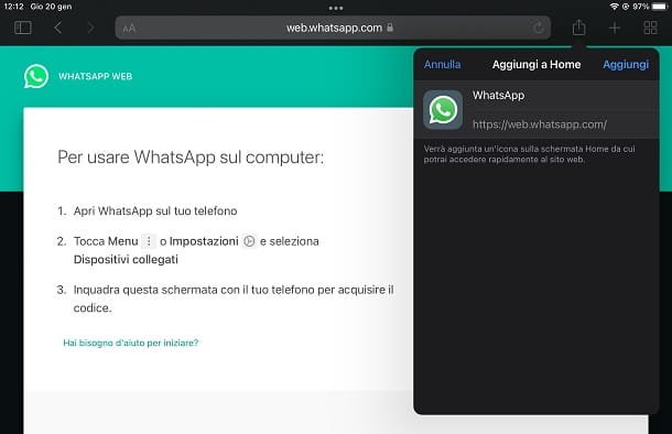 Crear el icono de WhatsApp Web en iPhone / iPad
