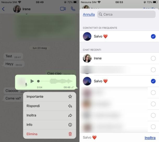 reenviar un mensaje de voz en iOS