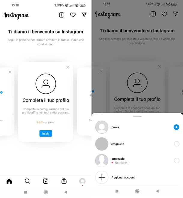 Cuentas vinculadas Aplicación de Instagram