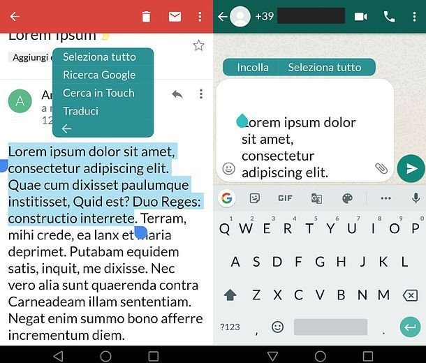 Reenviar correo de texto en WhatsApp para Android